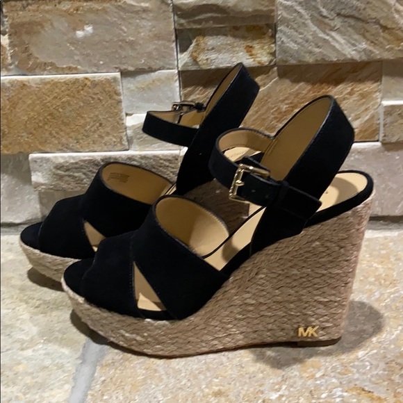 MICHAEL Michael Kors Shoes - NEW, Michael Kors, black genuine suede 4” wedges